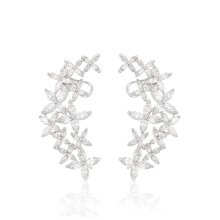 28605 Xuping fashion flower multi stone silver jewelry women boho earring clip earrings